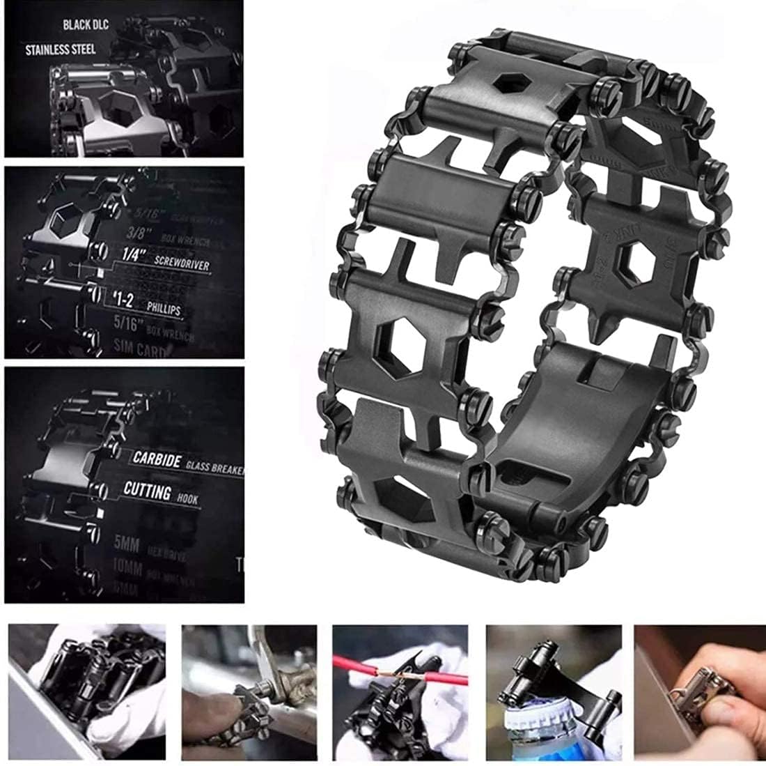 29 In 1 Black Stainless Steel Tool Bracelet M487