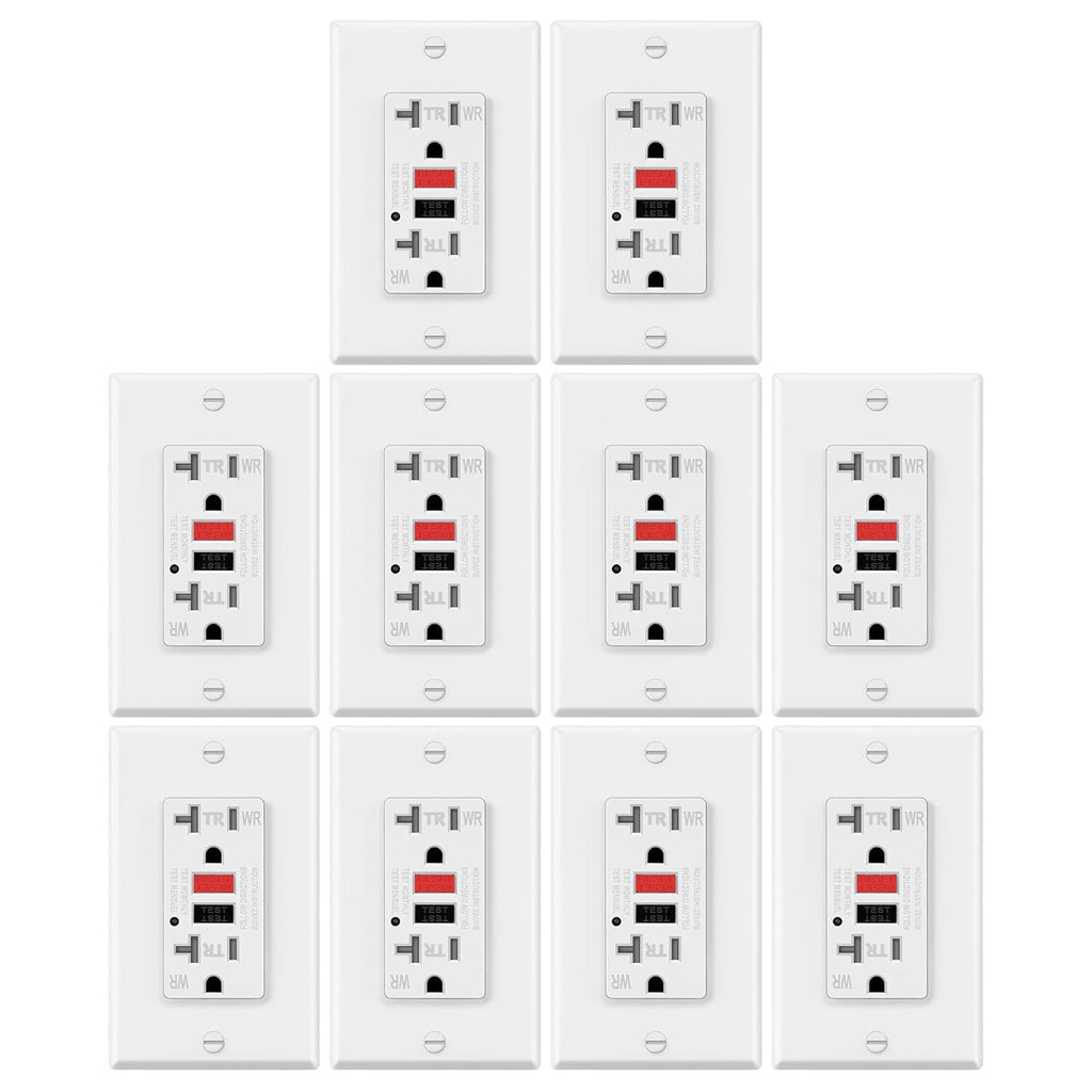 10 Pack White 20A GFCI Outlets E888873