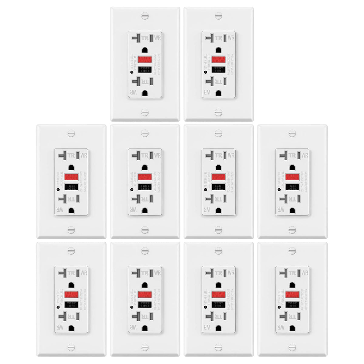 10 Pack White 20A GFCI Outlets E888873