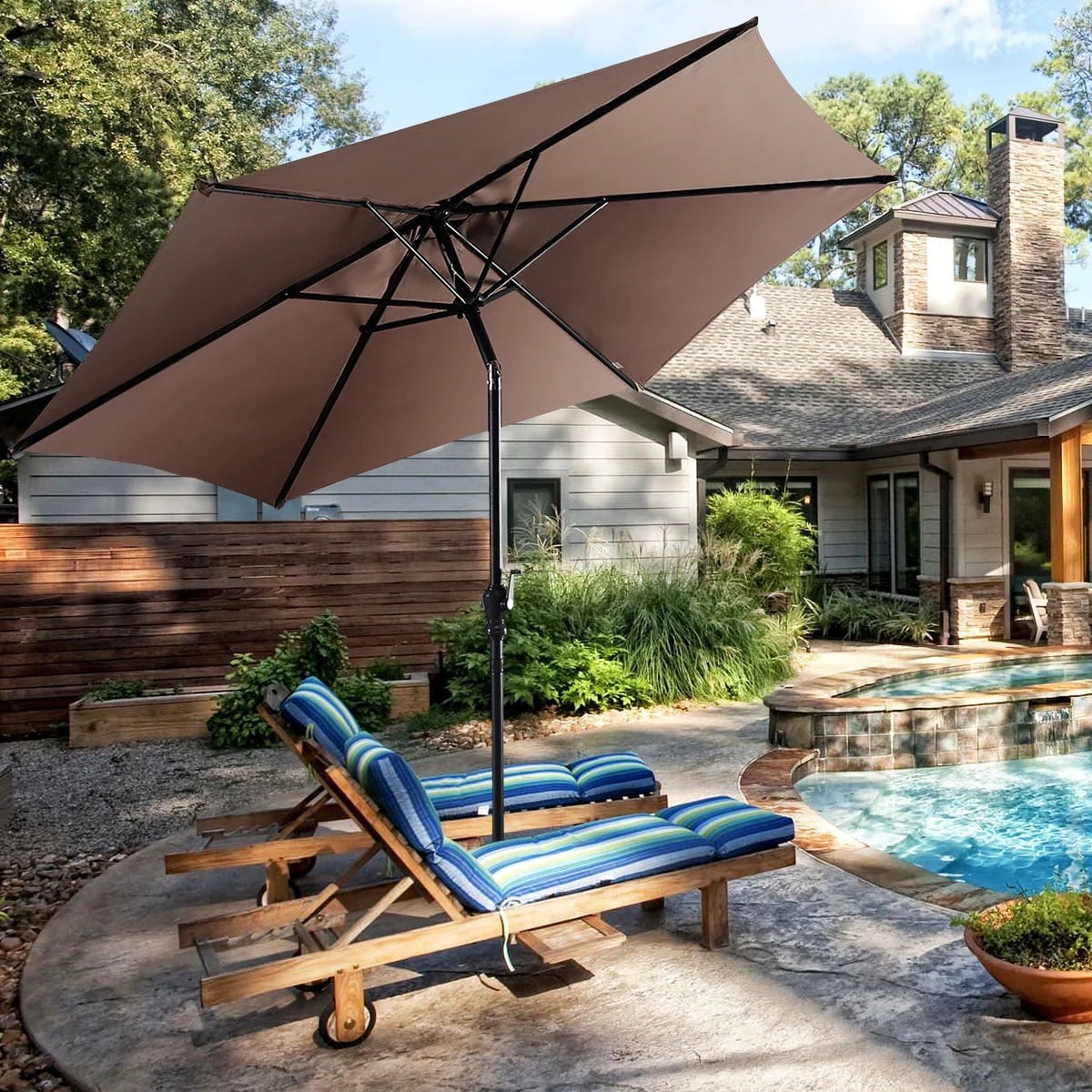 10FT Steel Tilt Patio Umbrella G1485