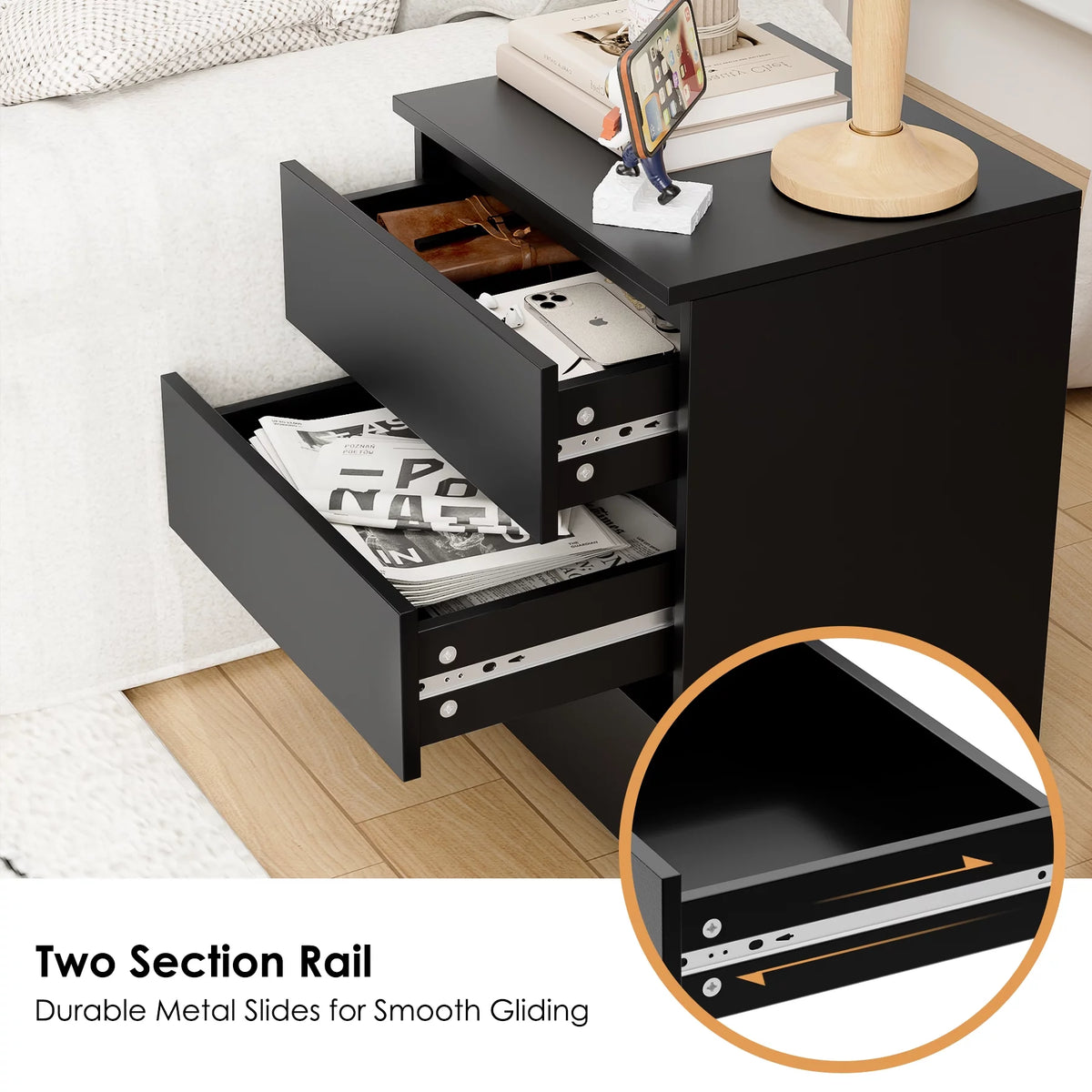 White 3 Drawer Wood Nightstand A838234