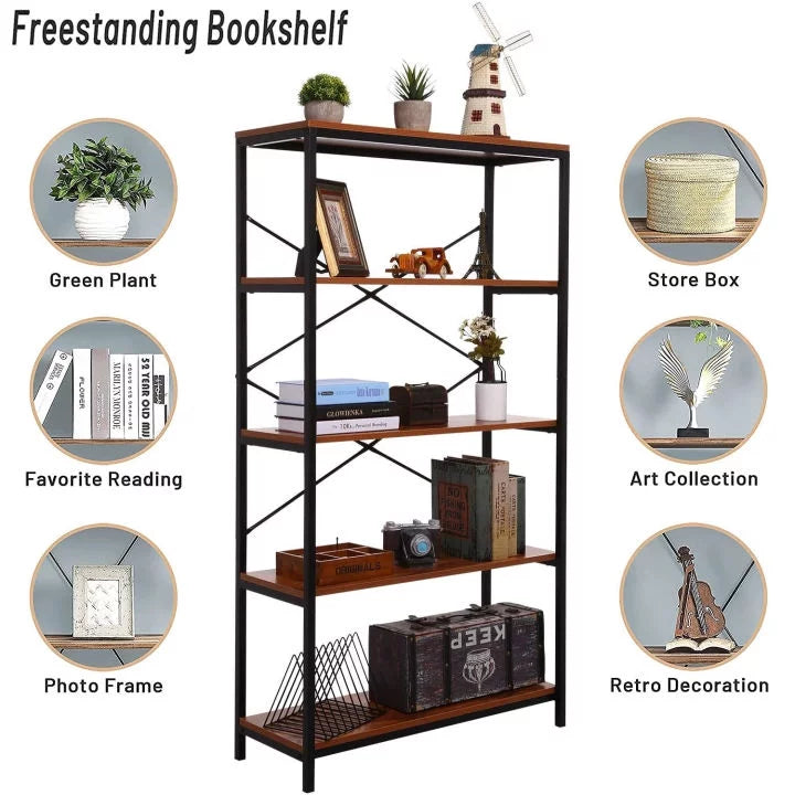 5-Tier Wood and Metal Bookshelf S155705