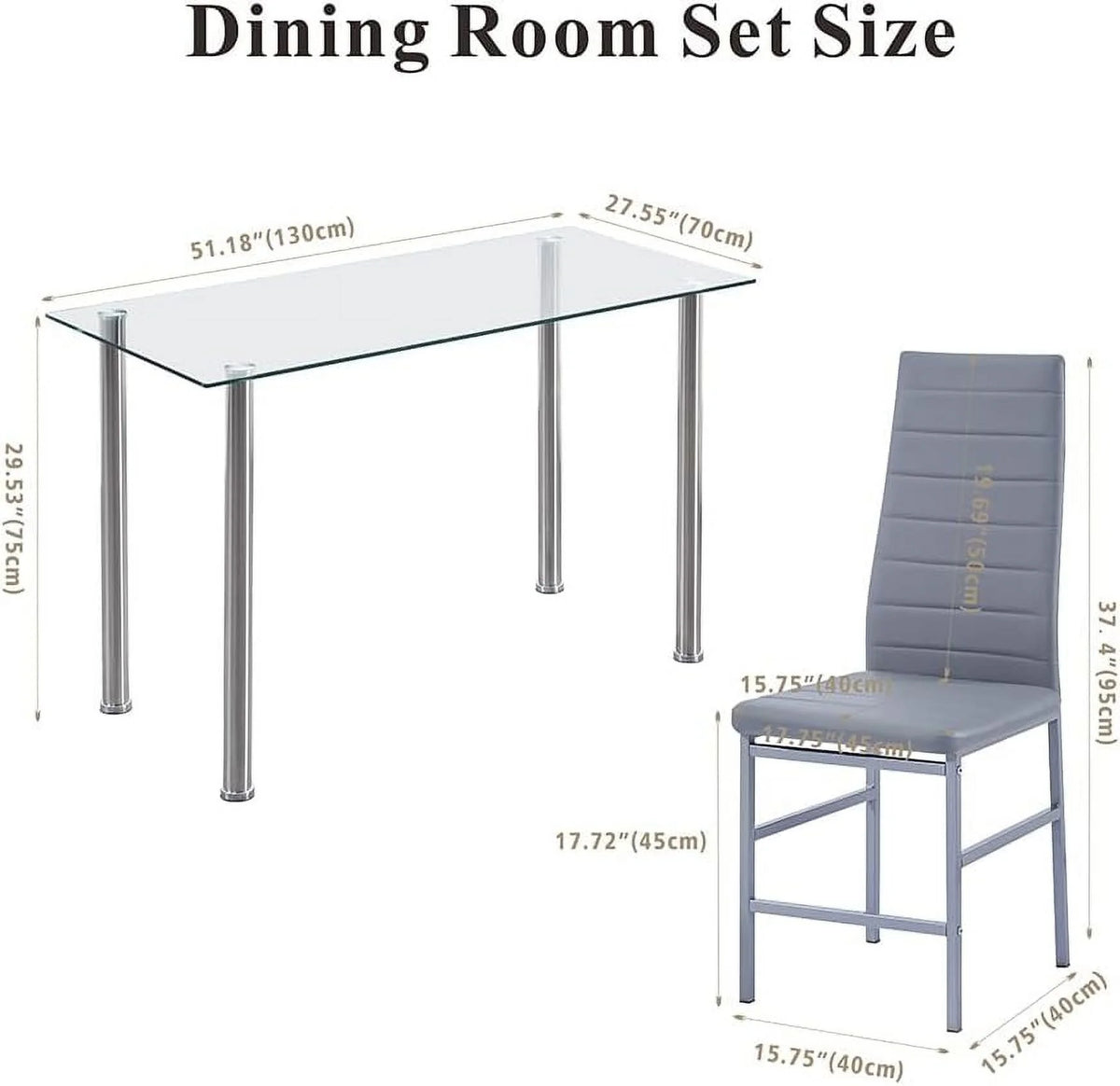 Glass Dining Table Set for 6 7 Piece Black Tempered Glass Table and Faux Leather Chairs U901728