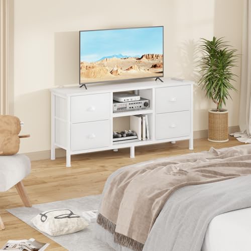 White TV Stand Dresser with 4 Drawers X538211