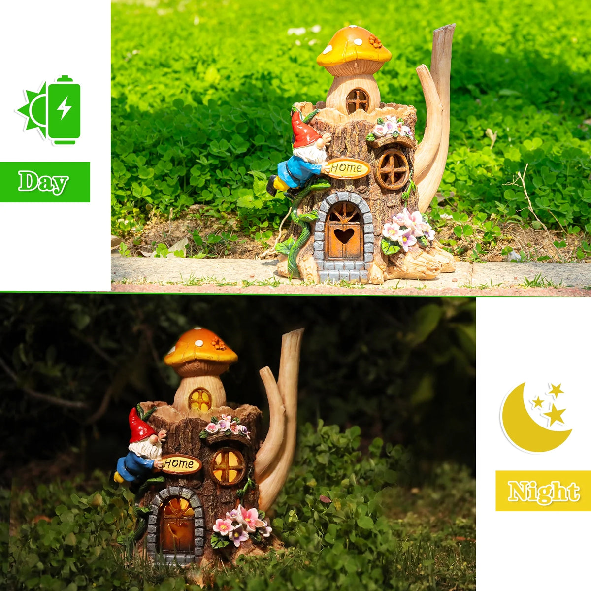 Garden Gnome Statue with LED Light I1492