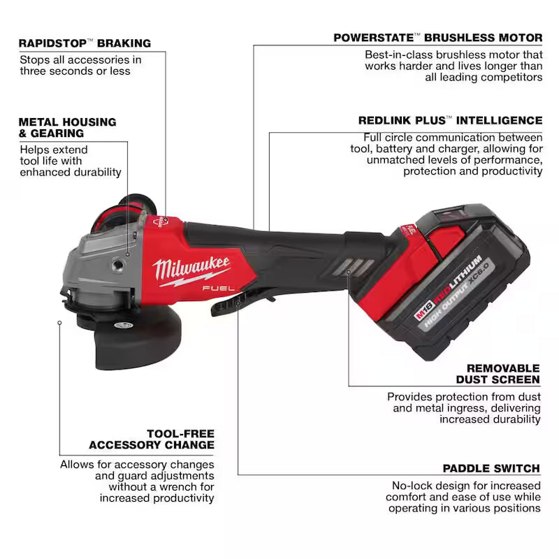18V Brushless Cordless 4-1/2 in./5 in. Grinder with Reciprocating Saw I444129