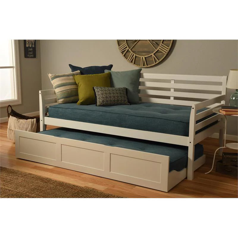 Rustic Walnut Daybed and Trundle with Aqua Mattresses V613553