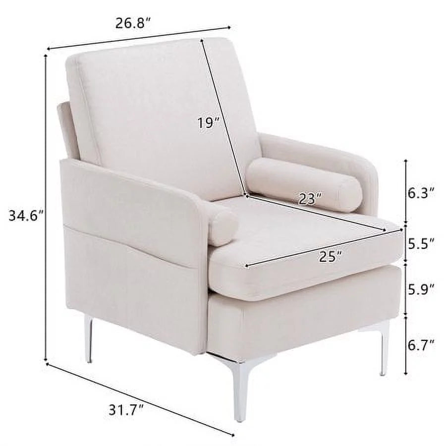 Grey Extra Wide Accent Chair with Side Pocket I748