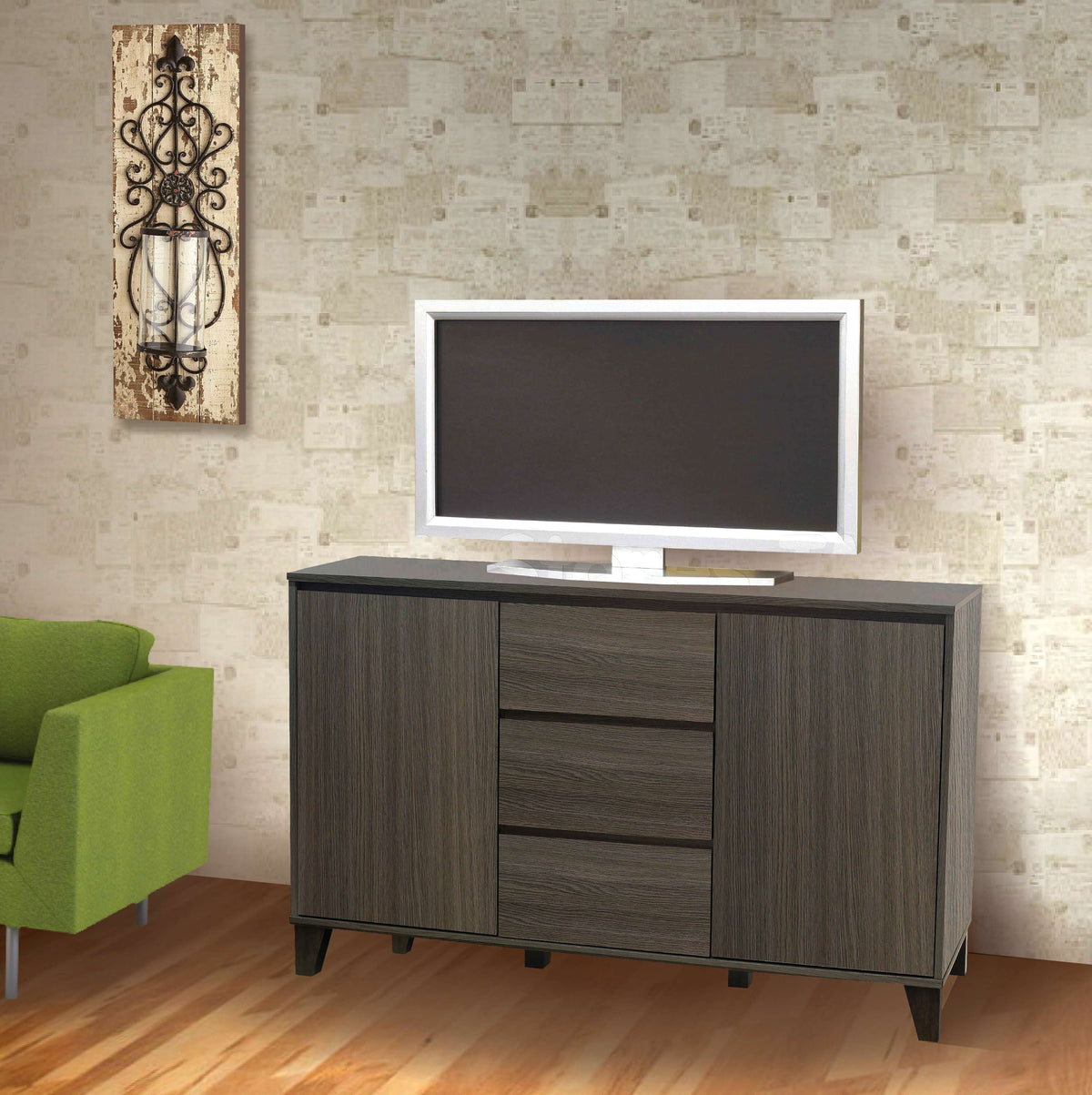 Wood Buffet Server Cabinet with 2 Doors & 3 Drawers Y824371