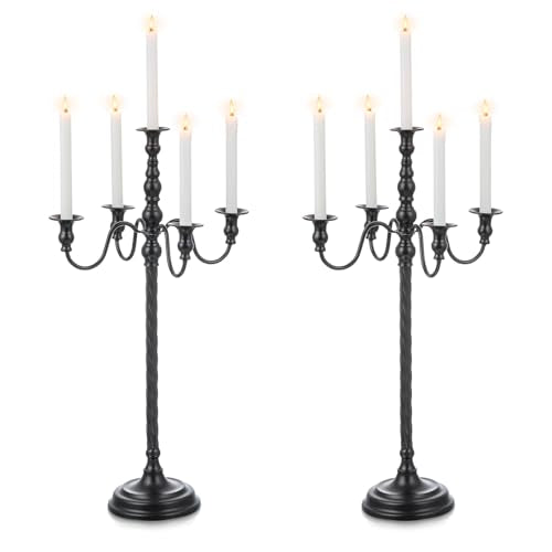 Black 28 Inches 5 Arm Metal Candelabra Set of 2 L81054