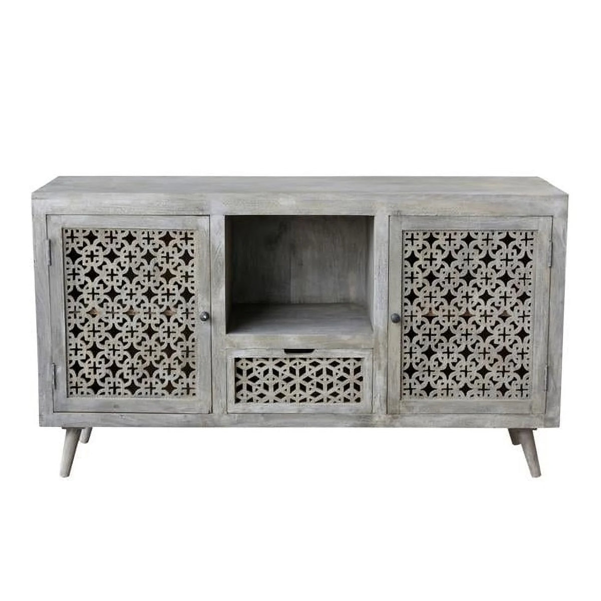 2 Doors 1 Drawer Hand-Carved Media Console Table I348
