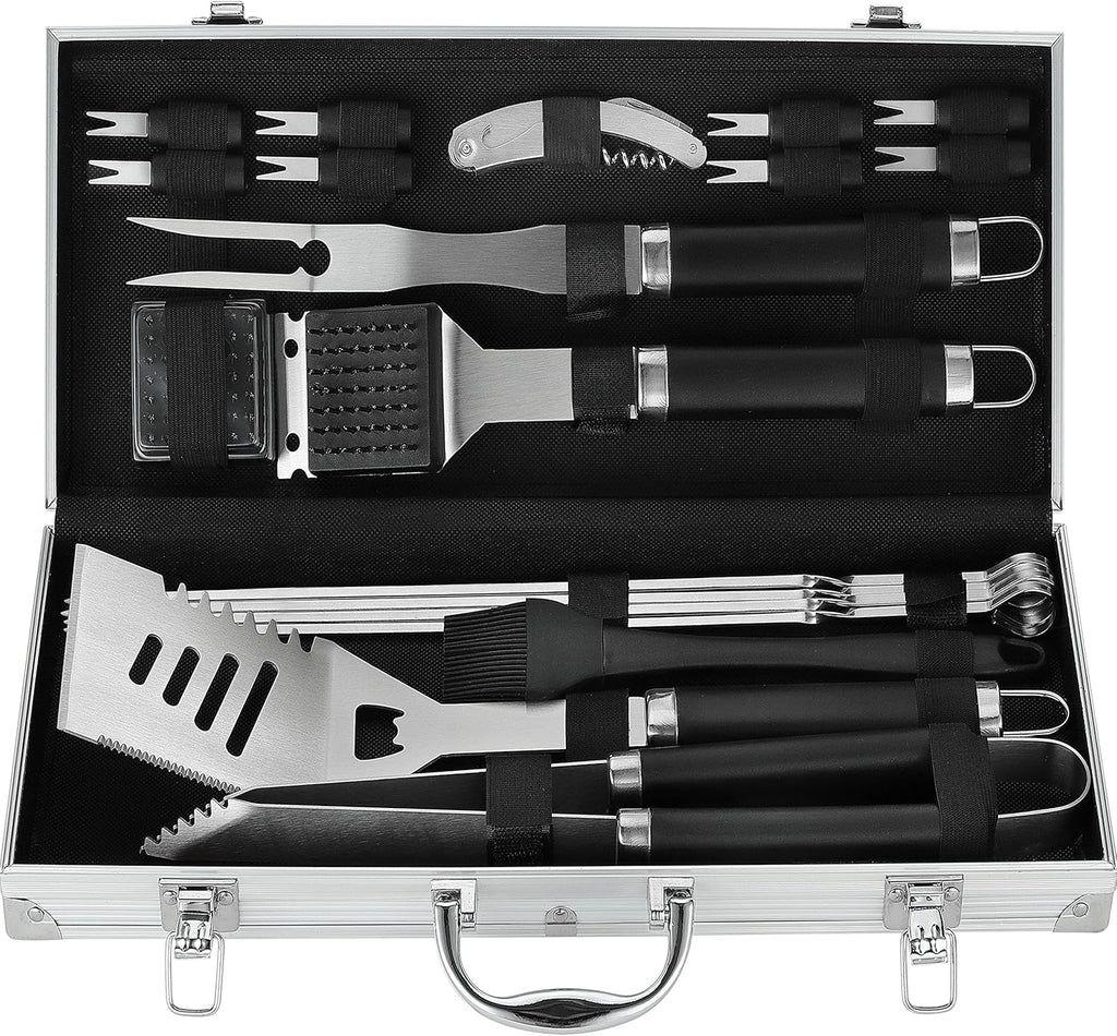 20 Pc Heavy Duty Stainless Steel BBQ Grill Tools Set with Aluminum Storage Case O304