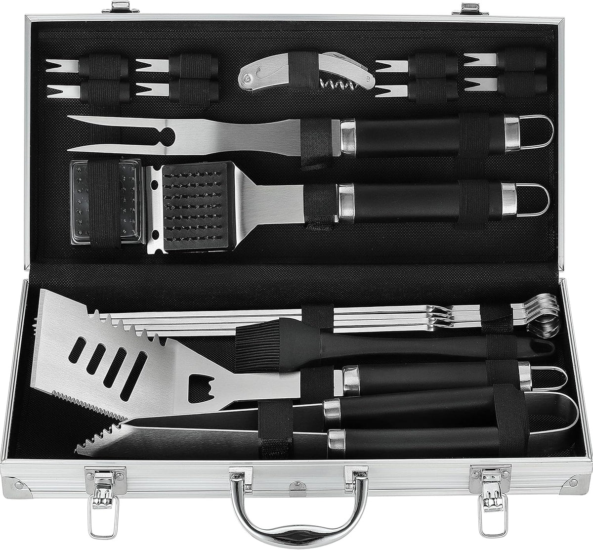 20 Pc Heavy Duty Stainless Steel BBQ Grill Tools Set with Aluminum Storage Case O304