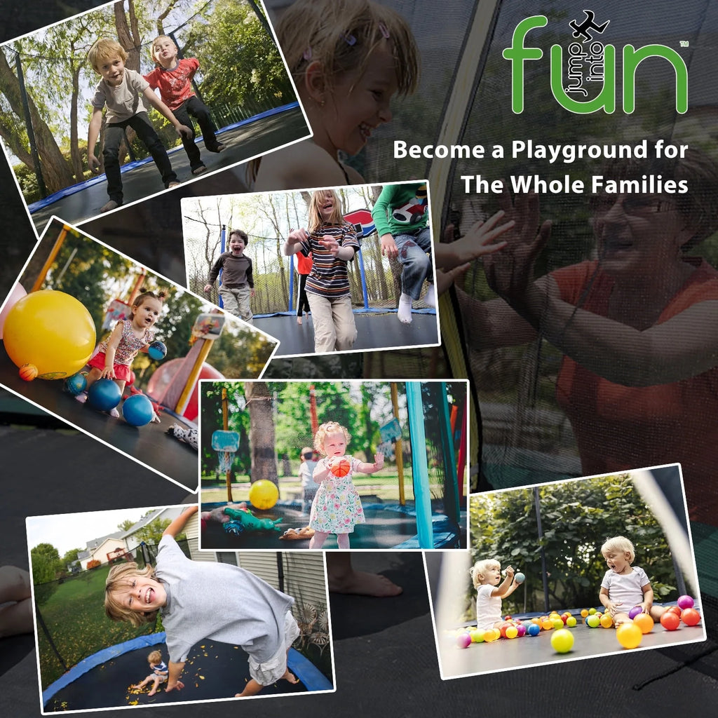 12FT 14FT Trampoline with Enclosure, Basketball Hoop, LED Light and Sprinkler K38434