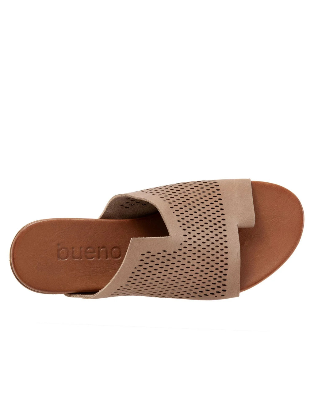 Beige Perforated Round Toe Slip On Leather Sandals H659