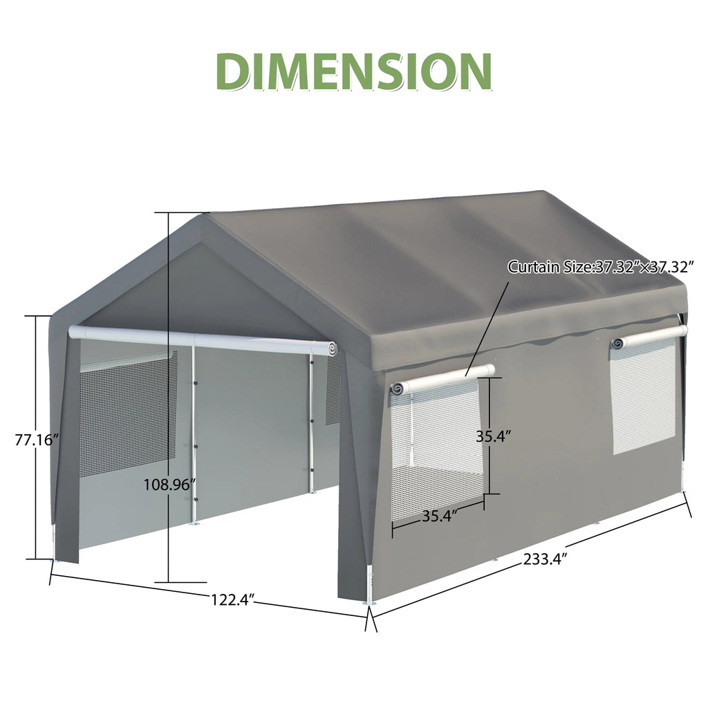 10 x 20 ft. Heavy Duty Steel Outdoor Carport Canopy B195855