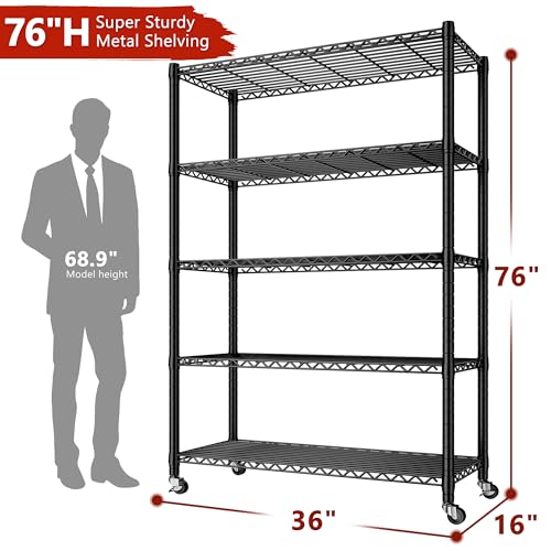 5-Tier Heavy Duty Metal Wire Shelving T86544