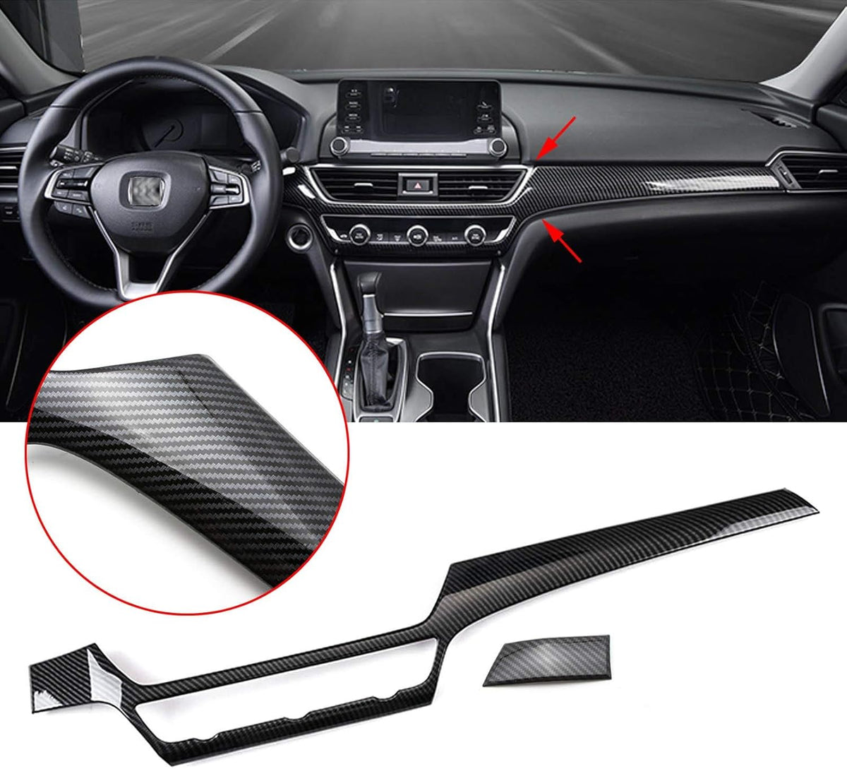 2pcs Carbon Fiber Pattern Console Dashboard AC Switch Button Panel Cover Trim P1417