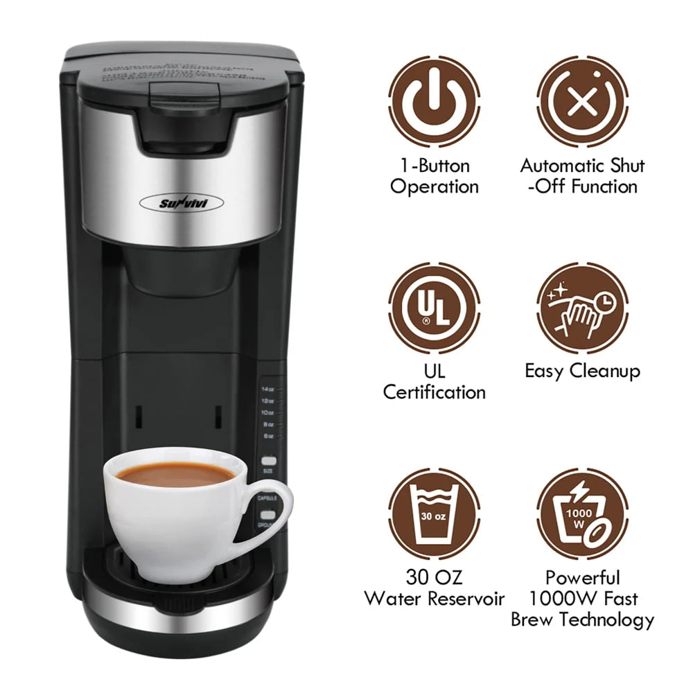 Single Serve Coffee Maker with 30 Oz Removable Reservoir, Black K138074