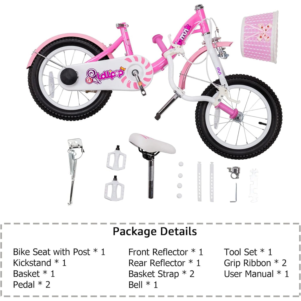 14 Inch Girls Kids Bike with Basket Training Wheels C384
