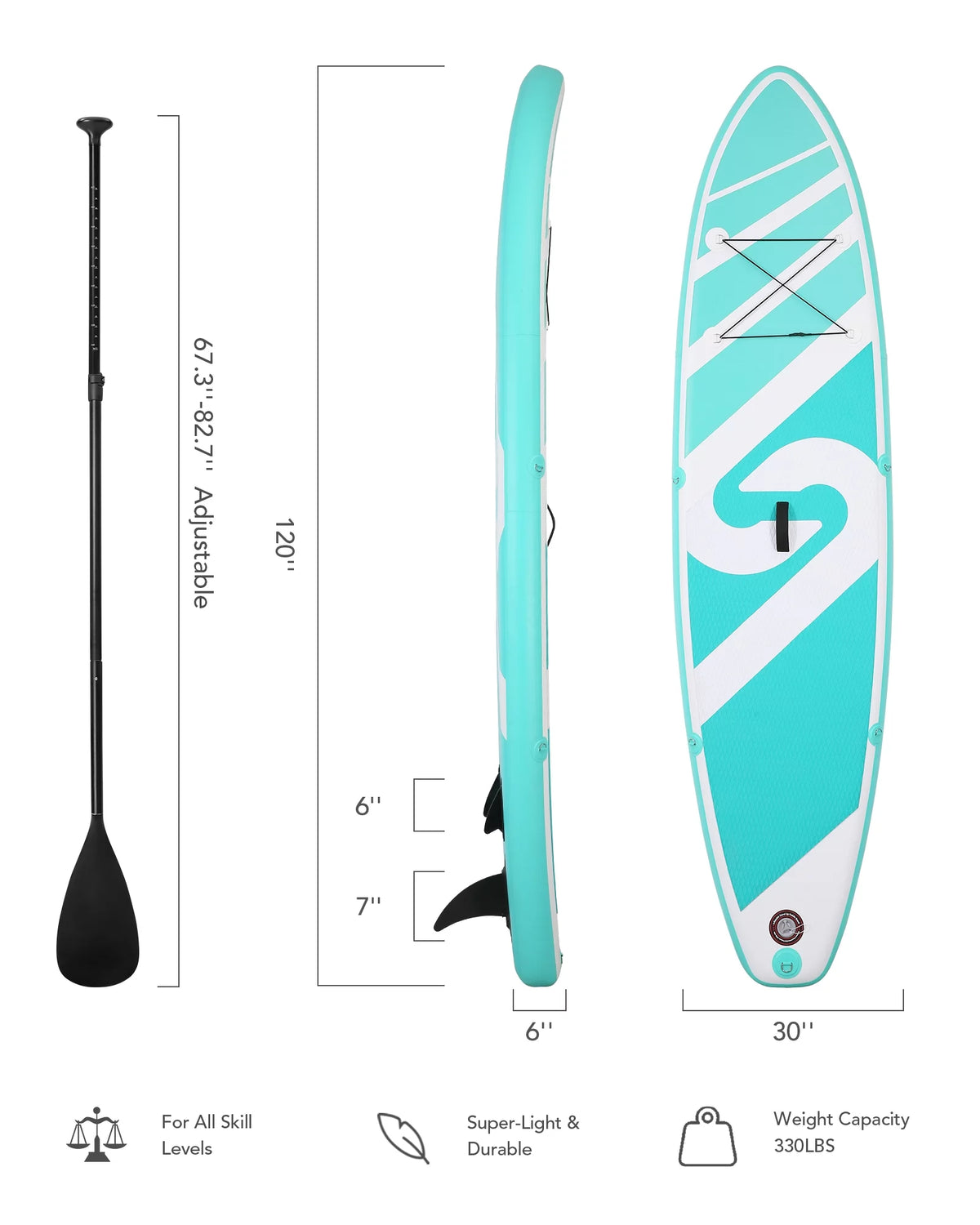 Inflatable Paddle Board 10' 6 in. Thick Green V95463
