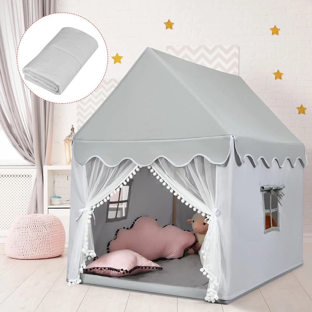 Kids Play Tent Playhouse Castle with Mat Gray H1318