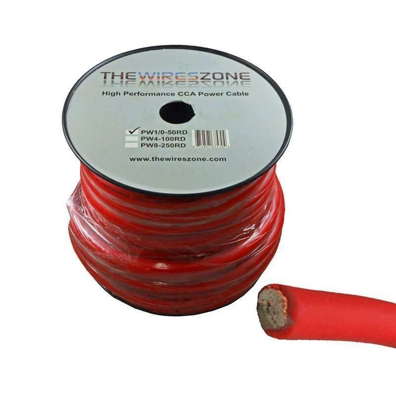 0 Gauge 50 Feet Power Ground Cable Wire Red T70249