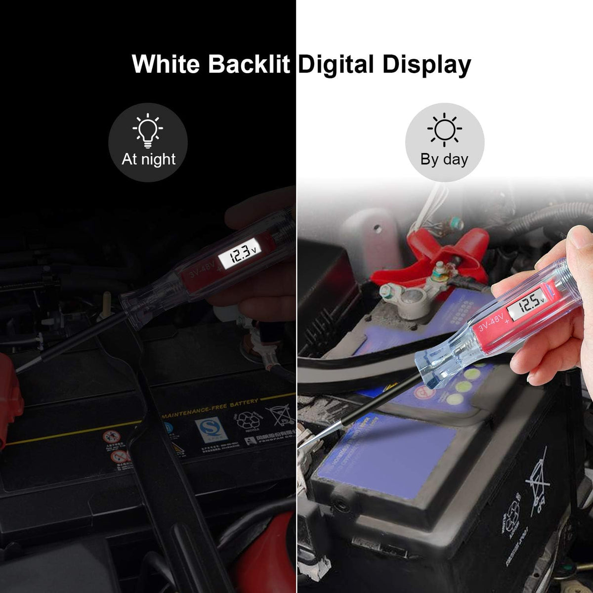 3-48V Digital LCD Circuit Tester with Extended Spring Wire T221