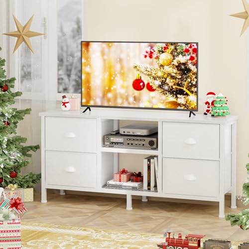 White TV Stand Dresser with 4 Drawers X538211