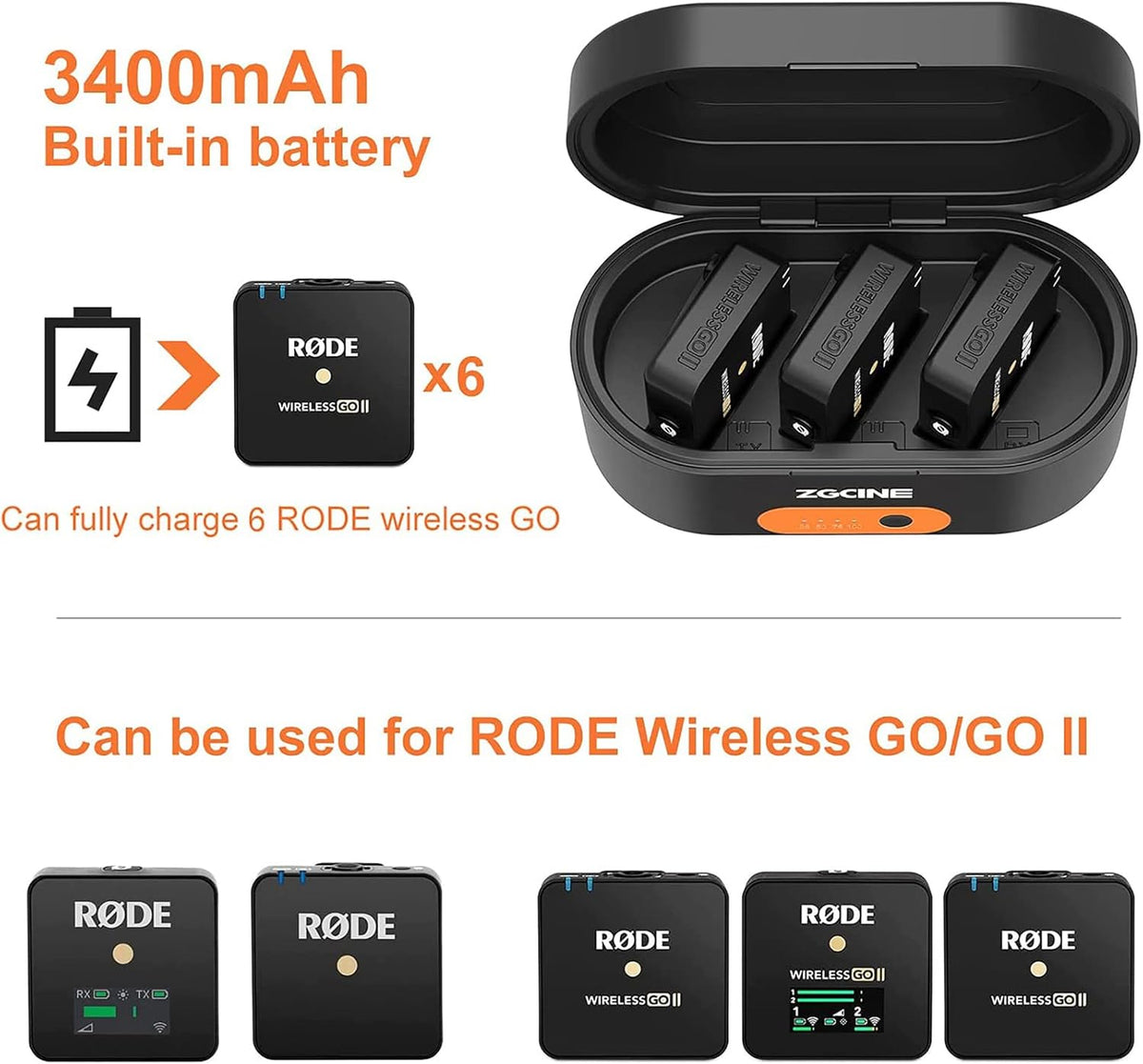 Wireless Charging Case with 3400mAh Built-in Battery F572