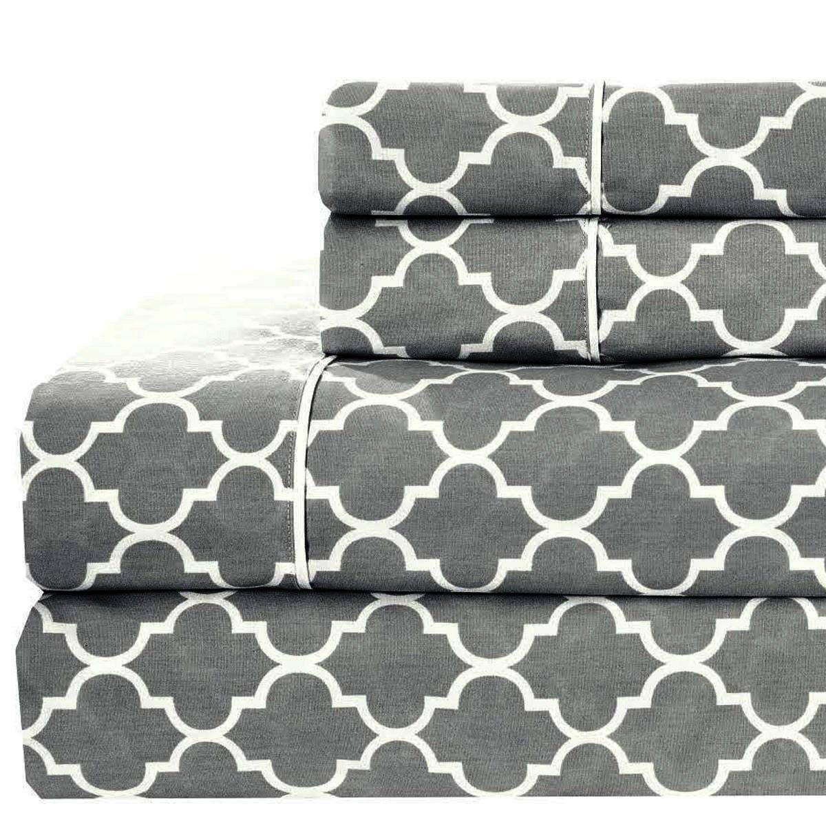 100% Cotton Percale Sheets King Gray D800383
