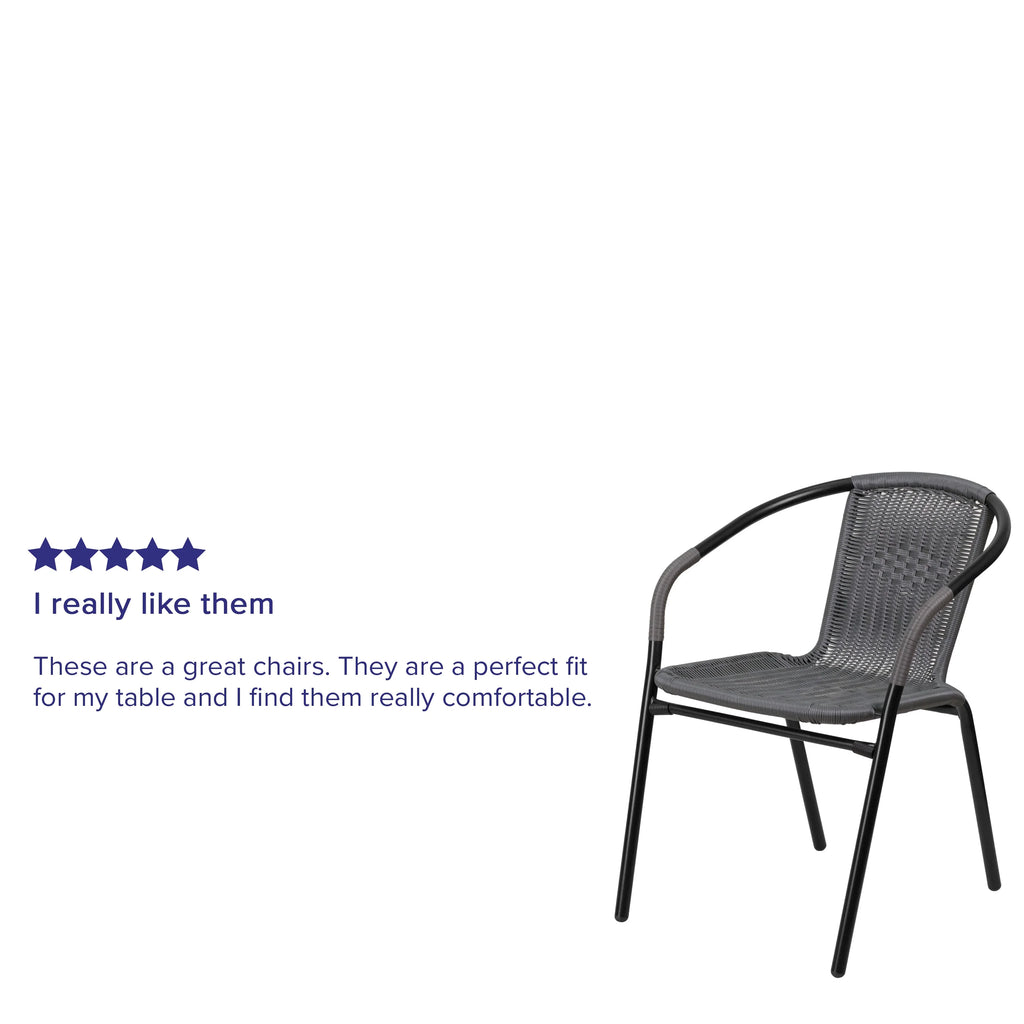 2 Pack Gray Rattan Stack Chair B589