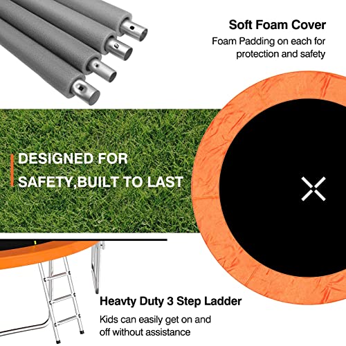 15 Ft Trampoline with Safety Enclosure Net and Basketball Hoop S8080