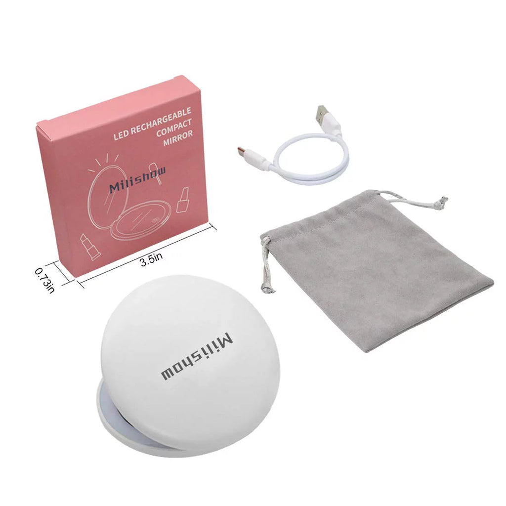 Compact LED Magnifying Rechargeable 2-Sided Makeup Mirror O7255