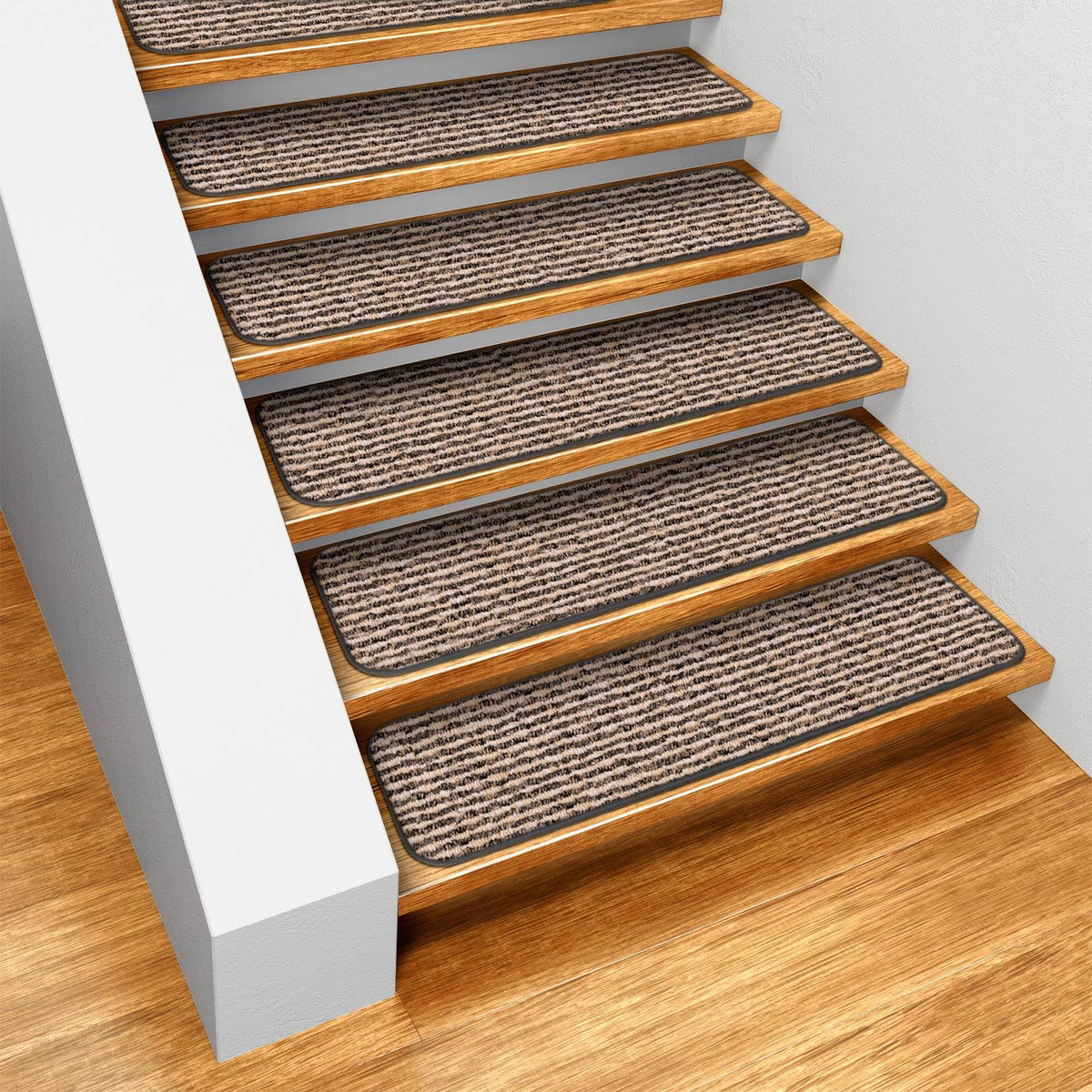 Set of 15 Skid-Resistant Carpet Stair Treads Black 8 in. x 23.5 in. H9853