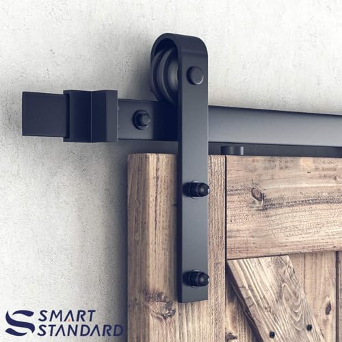 6.8FT Sliding Barn Door Hardware Kit with Track Kit, Pull Handle Set and Floor Guide F618