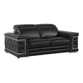 Black Italian Leather Loveseat W9336