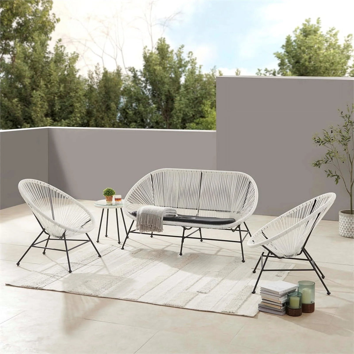 3-Piece Set with 2 Single Chairs and Loveseat in White U56045