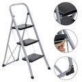3 Step Folding Step Stool 330lbs Capacity Silver G58932