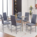 Glass Dining Table Set for 6 7 Piece Black Tempered Glass Table and Faux Leather Chairs U901728