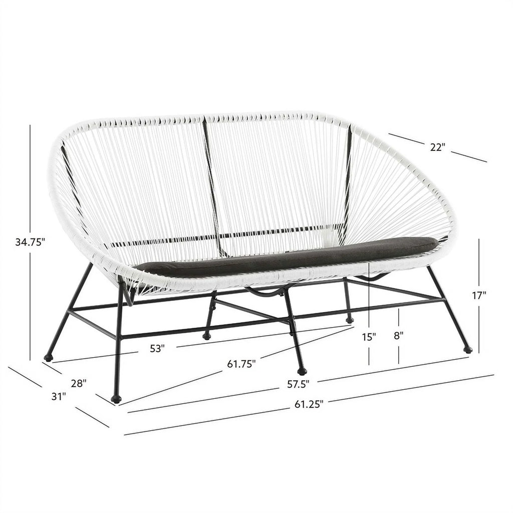 3-Piece Set with 2 Single Chairs and Loveseat in White U56045
