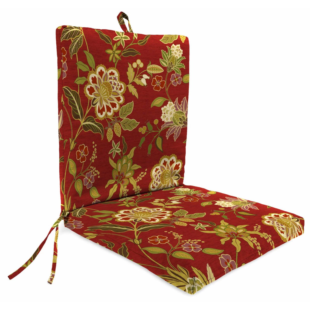 Multicolor Floral Outdoor Chair Cushion with Ties V468