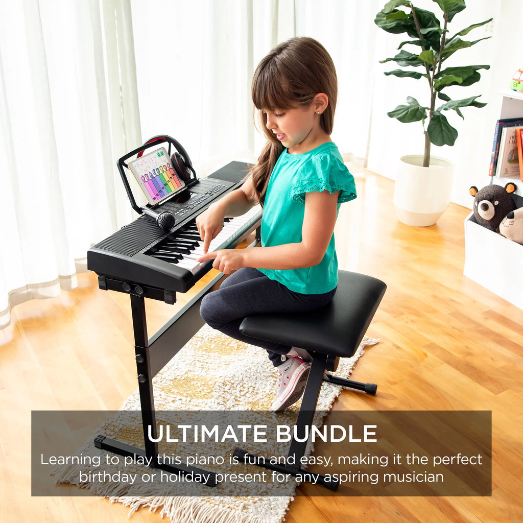 61-Key Electronic Keyboard Piano Set with Stand, Stool, Microphone U1812
