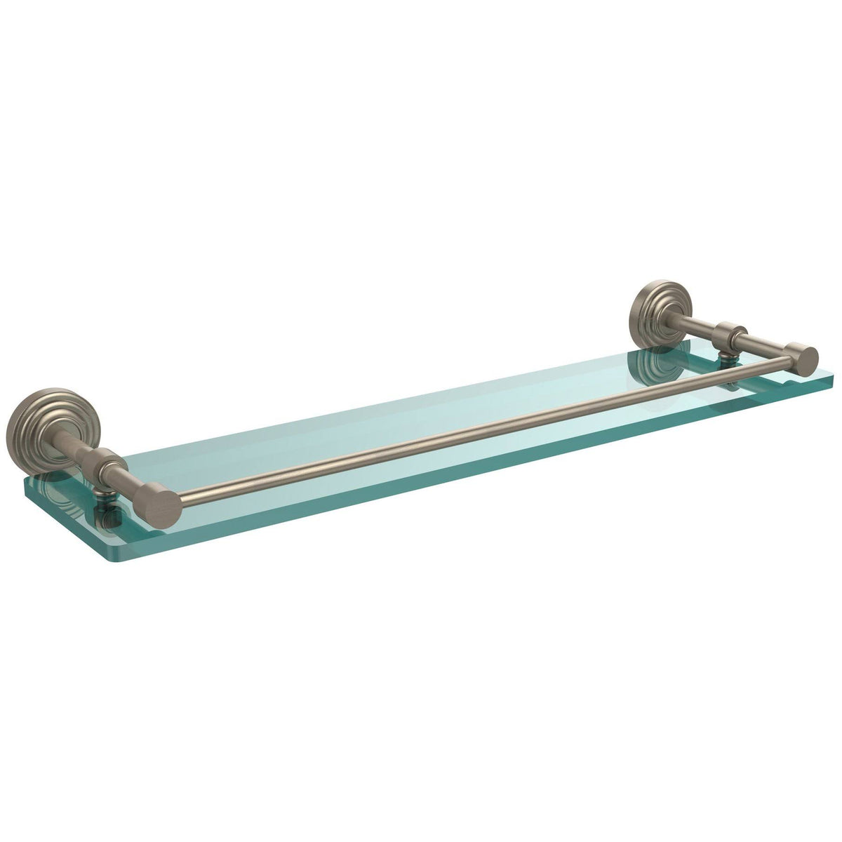 22-inch Tempered Glass Shelf with Gallery Rail Antique Pewter E708968