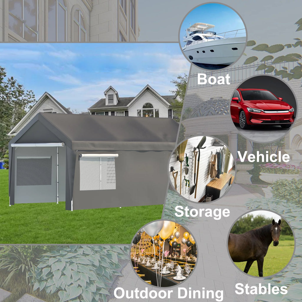 10 x 20 ft. Heavy Duty Steel Outdoor Carport Canopy B195855