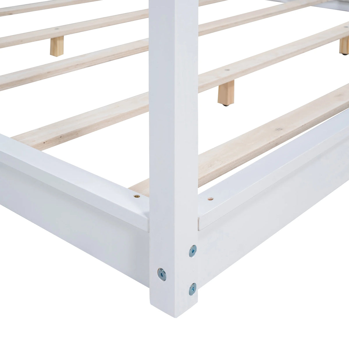 White Pine Wood Queen Size Canopy Platform Bed L705