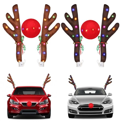 Christmas Reindeer Car Kit with LED and Jingle Bells X92184
