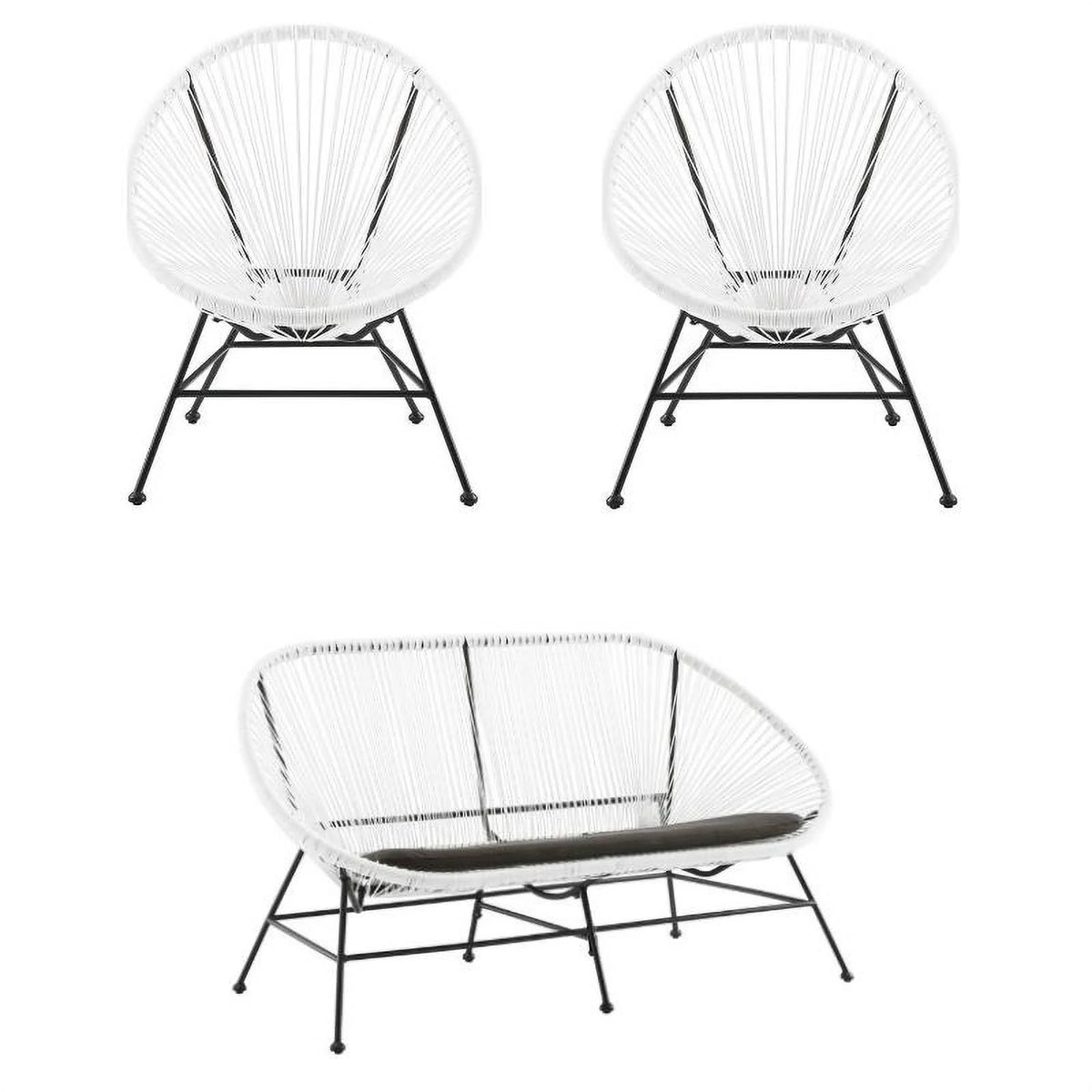 3-Piece Set with 2 Single Chairs and Loveseat in White U56045