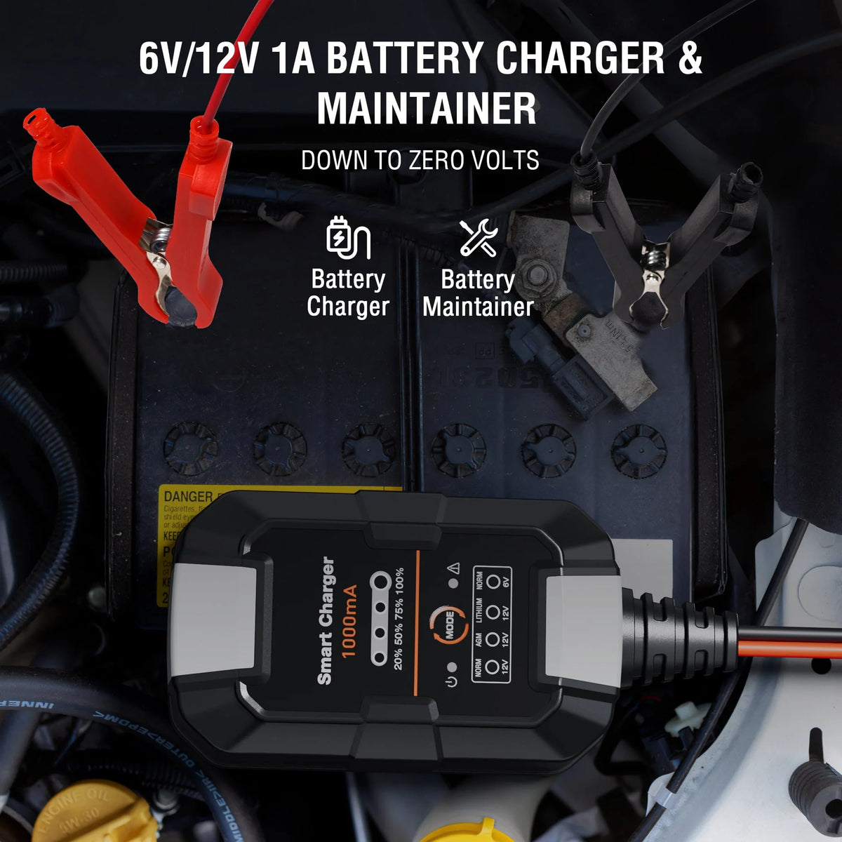 6V/12V 1A Trickle Charger Battery Maintainer D530771