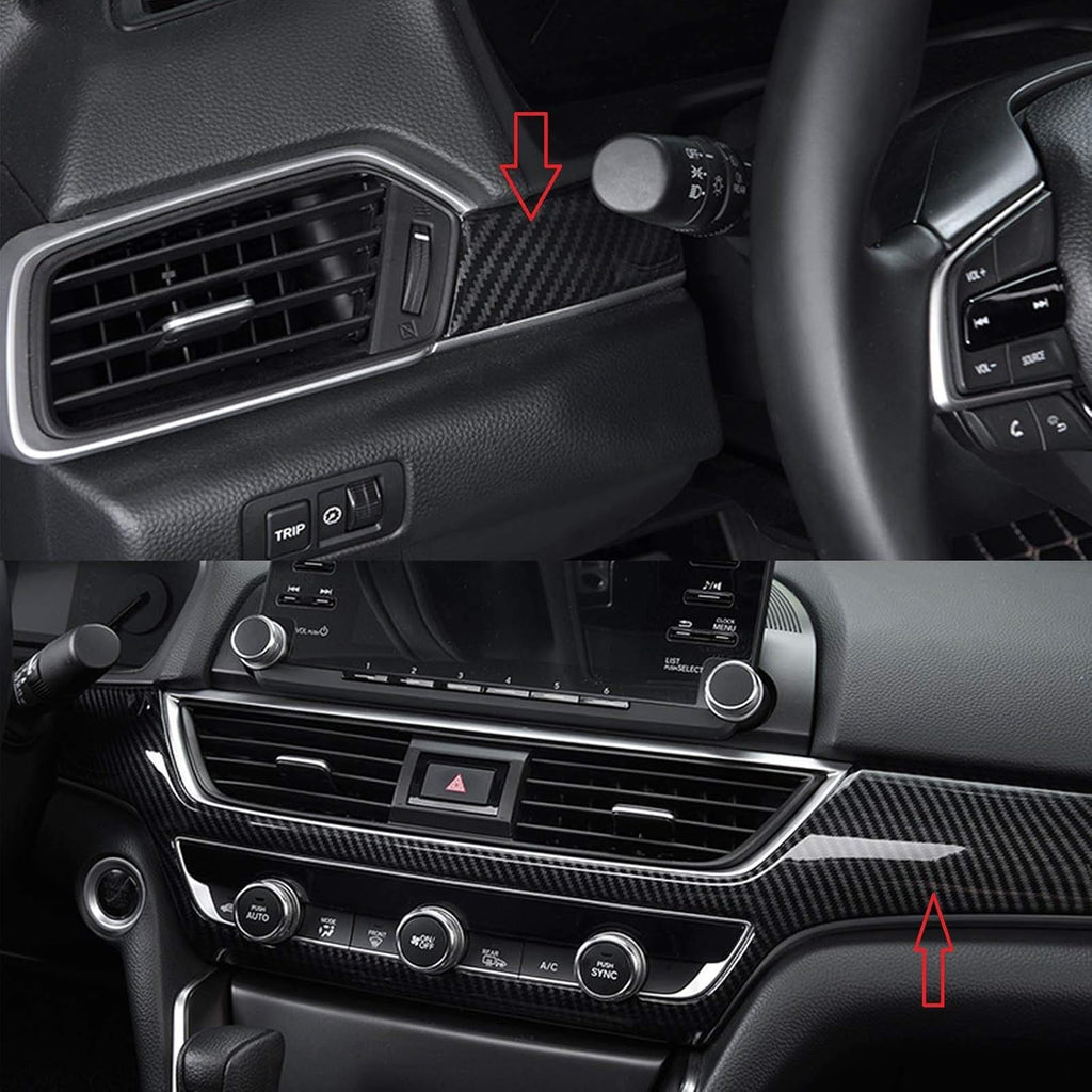 2pcs Carbon Fiber Pattern Console Dashboard AC Switch Button Panel Cover Trim P1417